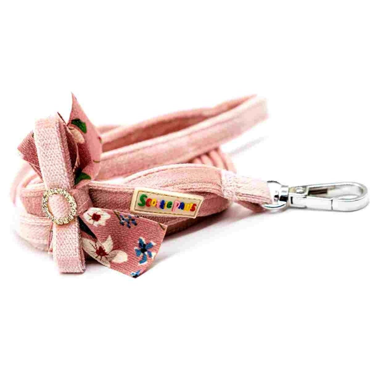 Soft and Gentle Pink Velvet Harness and Lead Set