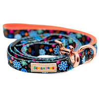 Midnight Floral Adjustable Dog Lead